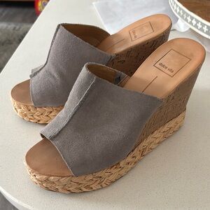 Dolce Vita Gray Suede Wedge Sandals